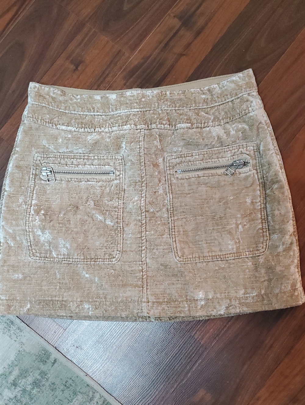 Free People Crushed Velvet Mini Skirt - Beige